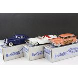 Three boxed 1:43 Brooklin Models white metal Brooklin Collectors Club Membership models to include