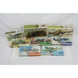 Eight boxed Airfix OO / 32 & 72 plastic model kits, all unbuilt, to include Monty's Humber,