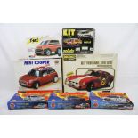 Seven boxed model kits featuring metal and plastic, includes Burago Diecast Metal 1/18 Ferrari 250