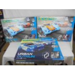 Four boxed Scalextric sets, to include Gulf Racing x2, Urban Outrun & MicroScalextric Wacky Races