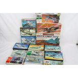 15 Boxed and unbuilt plastic model kits to include 6 x Tamiya, 2 x Frog, Heller, Hasegawa, Revell,
