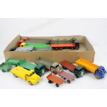 16 Circa 1960s Dinky diecast commercial models, all play worn, to include Foden, Guy, Leyland