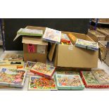 Large group of mid 20th C childs toys to include many wooden examples, boxed Victory jigsaw puzzles,