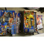 Five boxed Mattel Hot Wheels play sets to include Gorilla Attack, Alien Attack, Super Crash, Crash