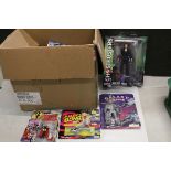 Ten boxed / carded Sci Fi / TV related figures to include 3 x ERTL James Bond Jr diecast models,