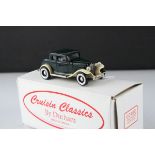 Boxed Durham Cruisin Classics 1/43 CC-01E 1932 Ford Hot Rod metal model in dark green with cream,