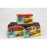 Three boxed Corgi diecast models to include310 Chevrolet Corvette Sting Ray in metallic cerise, 215S