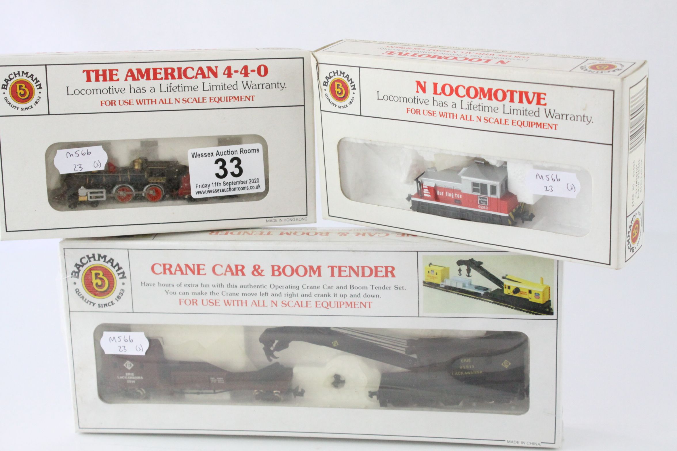 Two boxed Bachmann N gauge locomotives to include 51051 The American 4-4-0 Union Pacific and 60066