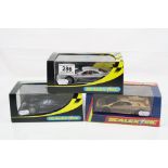 Three boxed ltd edn Scalextric Retailer range slot cars to include C2069 1998 Gold Diablo (124 of