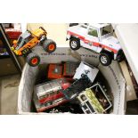 Group of play worn larger vehicles, to include Lanard, Dickie Toys, Burago etc, remote control,