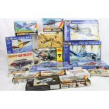 16 Boxed and unmade plastic model kits to include Matchbox AMT 55 Chevy, Revell Henschel HS 126,
