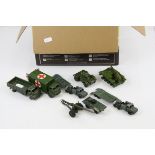 19 Vintage play worn military diecast models to include Dinky, Lesney etc