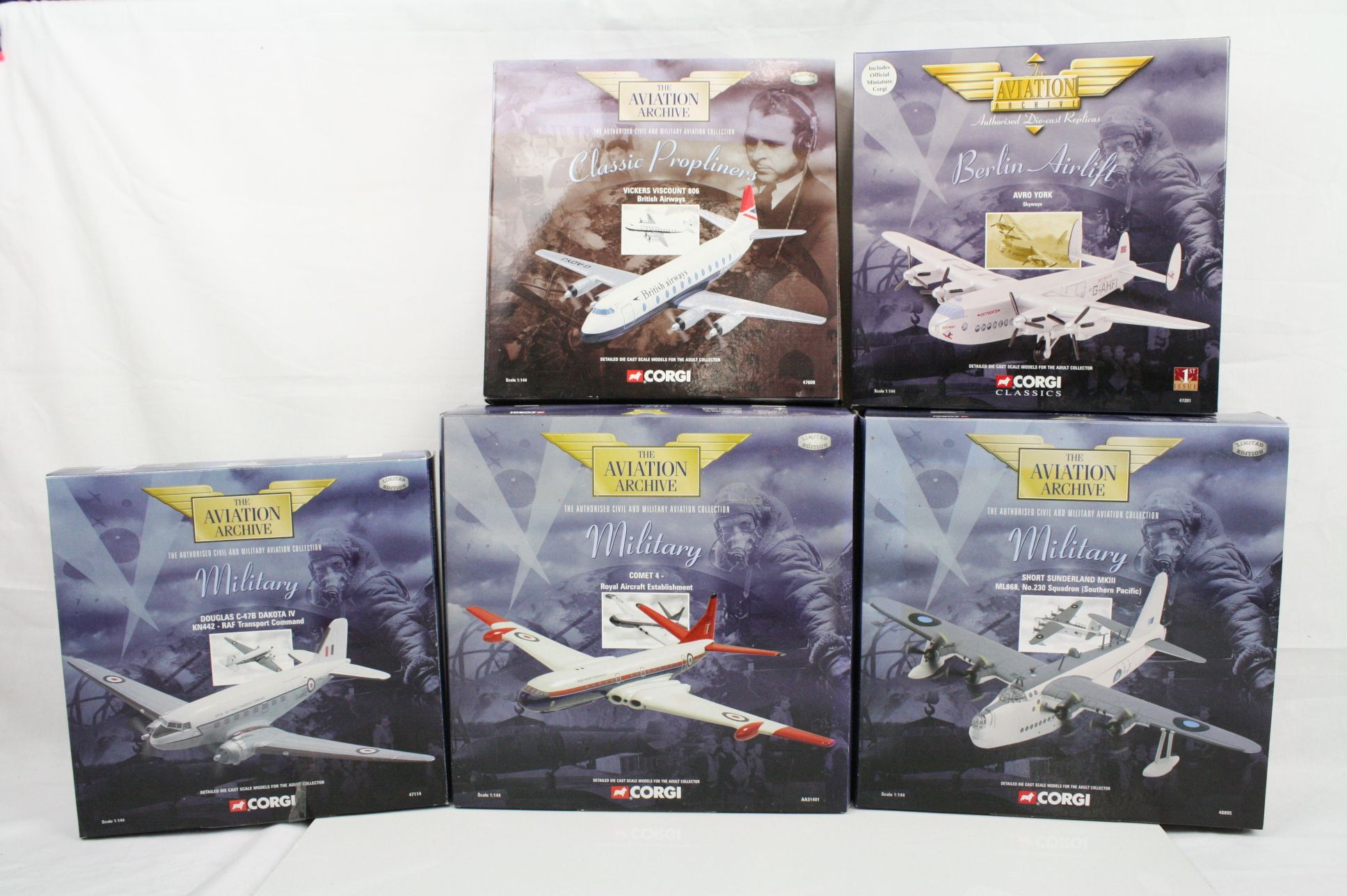 Five boxed ltd edn Corgi The Aviation Archive model planes to include Military x 3 (48805 Short - Image 2 of 12
