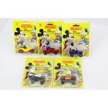 Five carded Matchbox Disney diecast models, all variants, vg with card bend to Jiminy cricket