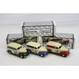 Three boxed ltd edn Durham Classics 1/43 metal models to include Modesto Bee Scoopy's 50th Birthday,