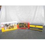 Three boxed JCB models to include ERTL Special Collectors Edition JCB 3185 Fastrac, Britains 43223