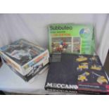 Group of three boxed games to include Scalextric Grand Prix 8 (no cars), Subbuteo Club Edition &