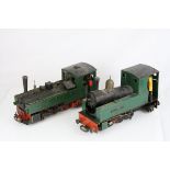 G Scale - Two part build scratch built metal locomotives, both in green livery, 2-6-2 with missing