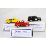 Three boxed Durham Classics Automotive Miniatures 1/43 metal models to include DC-37Q 1955 Ford