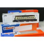 Four boxed ROCO HO gauge locomotives to include 43644 DB V100, 43387 DB BR 140 386-4, 43448 DB BR114