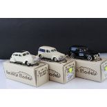 Three boxed Brooklin Models 1:43 metal models to include No 9 1940 Ford Sedan Delivery in black,