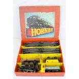 Boxed Hornby O gauge Tank Goods Set no 45 with 0-4-0 locomotive in BR black, 3 x items of rolling