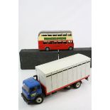 Triang Minic tin plate London Double Decker Bus, with some play wear, plus a Britains animal