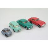 Four Triang Spot On diecast models to include Aston Martin in pink, Jaguar 3.4, BMW Isetta and