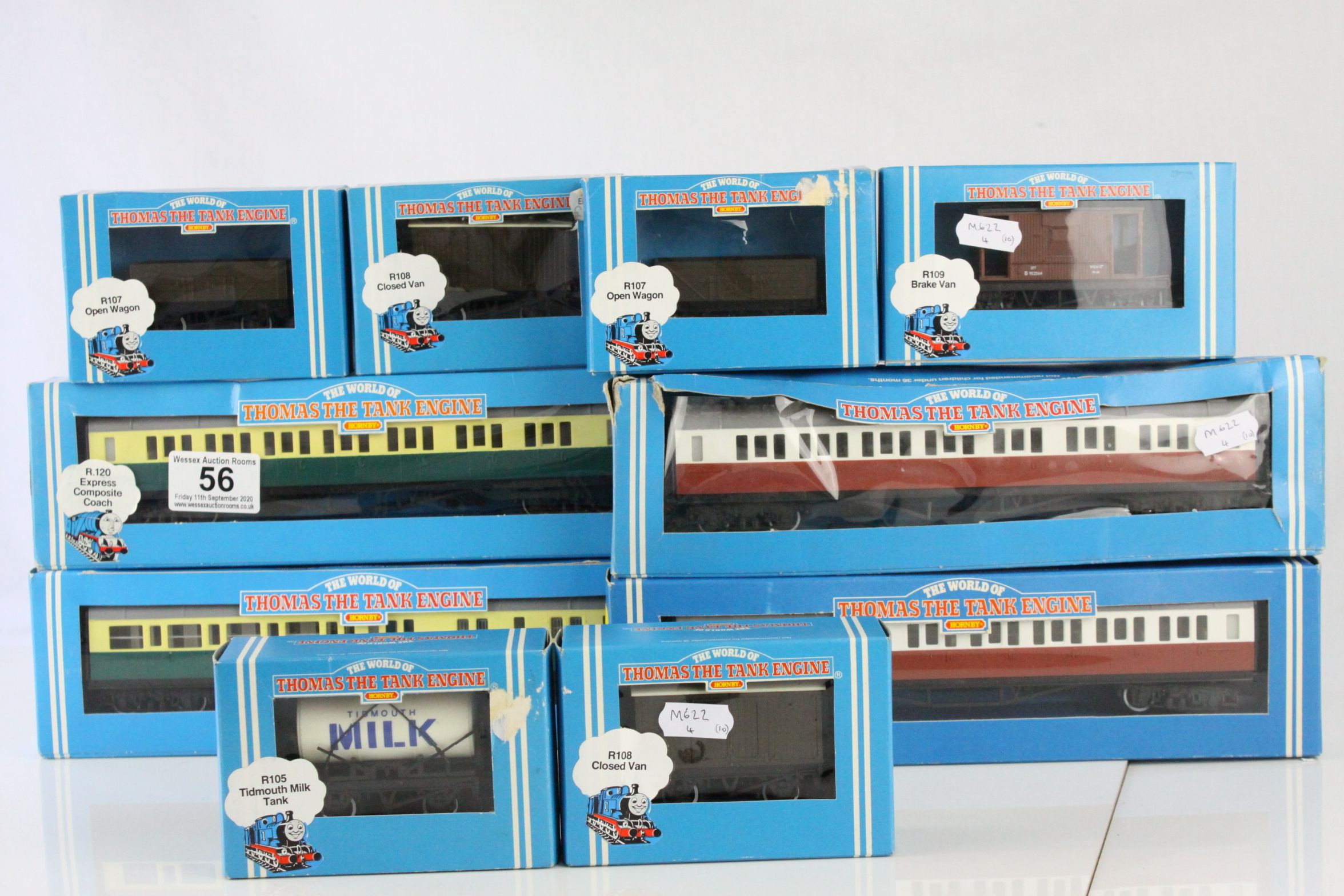 10 Boxed Hornby OO gauge Thomas The Tank Engine items of rolling stock to include R120 Express