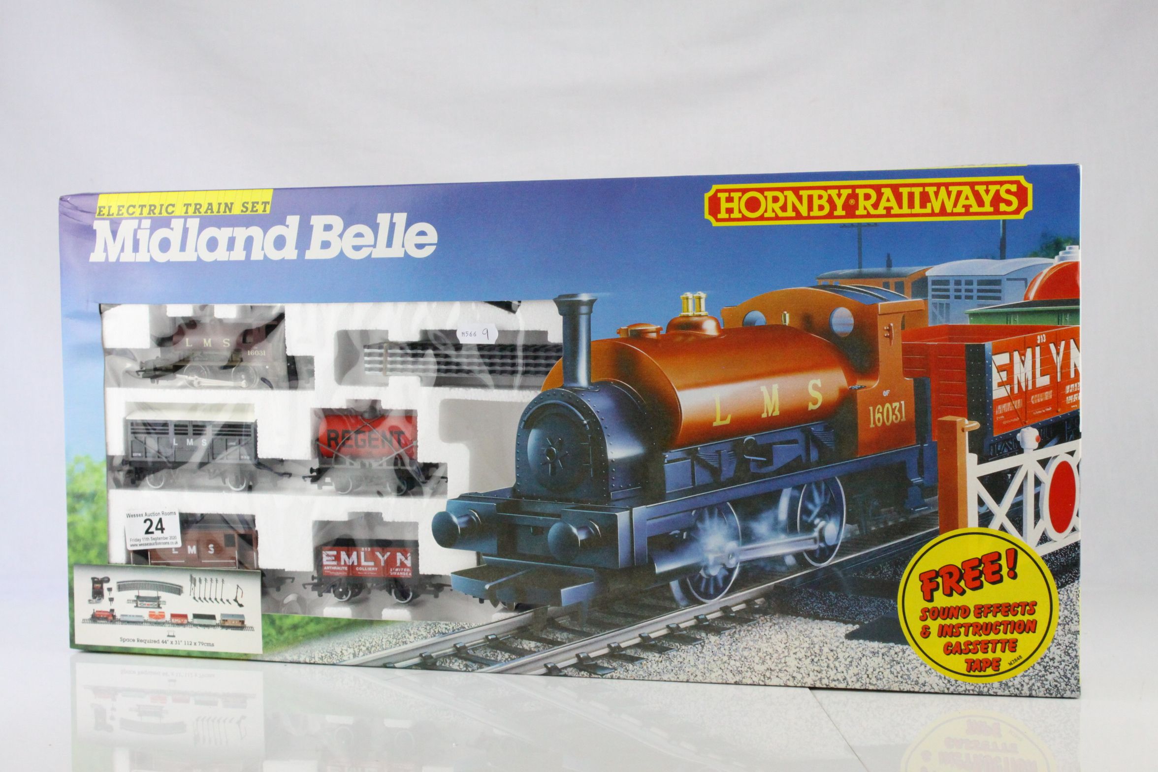 Boxed Hornby OO gauge R691 Midland Belle electric train set with LMS 0-4-0 locomotive, rolling