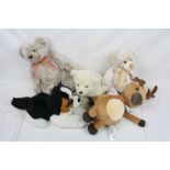Five soft toys in good condition to include Steiff Jackie dog with tag