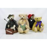 Five contemporary Steiff teddy bears, all excellent apart from Sheppard on wooden base has loose