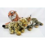 Three big cat soft toys to include an unmarked/untagged Tiger in the Steiff style, Steiff Mizzy