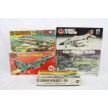 Five boxed and unbuilt Airfix plastic model kits to include 4 x 1/72 (Phantom, F-15 Eagle, General