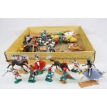 Quantity of plastci Knights figures, many on horseback, vg condition overall, includes Timpo