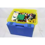 Lego - Quantity of circa 1980s/90s bricks, accessories and minifigures, plus original Lego case with