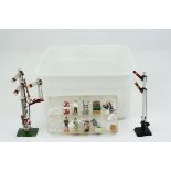 Collection of OO gauge model railway trackside figures and accessories to include Station signed (