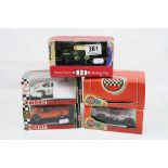 Five boxed / cased MRRC slot cars to include MC9911 Shelby Cobra 427 Blue, MC0044 KIng Cobra USRRC