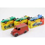Three boxed Dinky diecast Racing Car models to include 240 Cooper Racing Car in blue, 241 Lotus