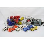 Group of vintage Scalextric to include 3 x slot cars, spares, repairs, controllers etc