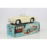 Boxed Corgi 300 Austin Healey Sports Car diecast model, in cream, box gd with some wear