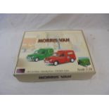 Ex shop counter top display stand for 1:26 Saico Morris Van diecast models, complete with 12 x