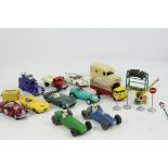 11 1960s diecast models featuring Spot On, Corgi, Crescent and Dinky, some paint chips but gd