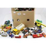 Large group of mid 20th C play worn diecast models to include Matchbox, Corgi etc fetauring some