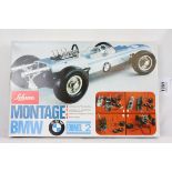 Boxed Schuco Montage BMW Formel 2 race car model kit, complete with instructions, unbuilt and