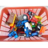 Group of play worn diecast and plastic farming model vehicles and accessories, to include