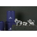 Three Swarovski Crystal Animals - Zodiac Tiger A 7693 NR 000 008, Lion Cub A 7603 NR 000 001 and