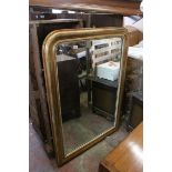 Large 19th century Gilt Framed Overmantle Mirror with Beaded Edge and etched floral detail to frame,