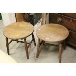 Pair of 19th century Elm and Beech Wood Circular Top Stools / Low Tables, 51cms diameter x 48cms