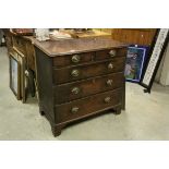 Early 19th century Mahogany Chest of Two Short over Three Long Drawers raised on bracket feet, 94cms